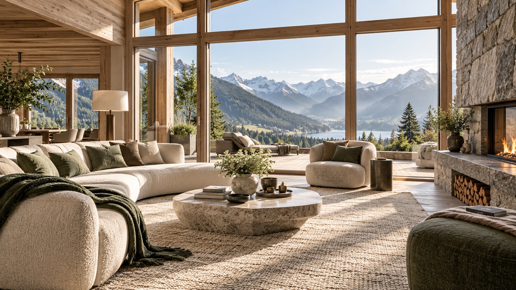 Vorschau der fiktiven Engadin Luxury Cleaning Website mit hellem Chalet und Bergblick